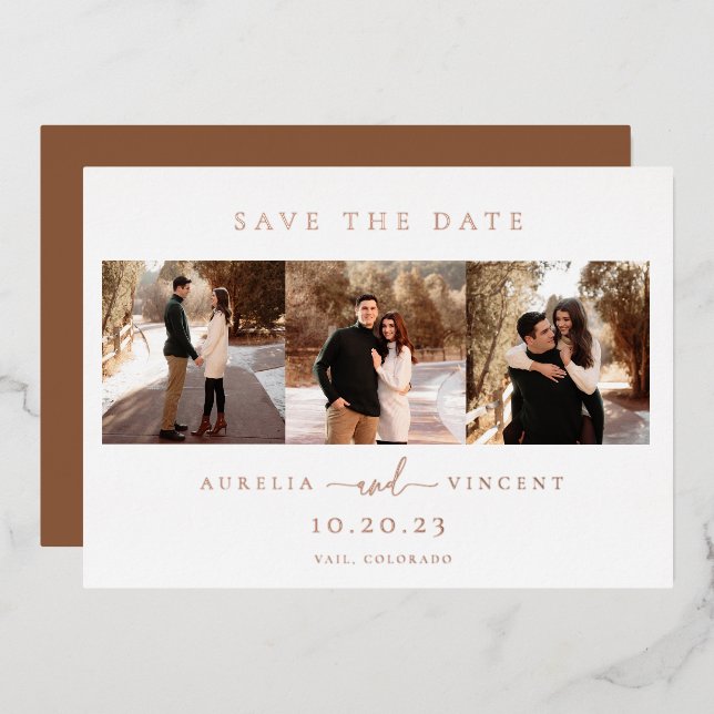 Minimalist Earthy Rust Photo Save The Date (Front/Back)