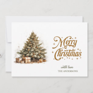 Minimalist earthy tones watercolor Christmas tree  Holiday Card