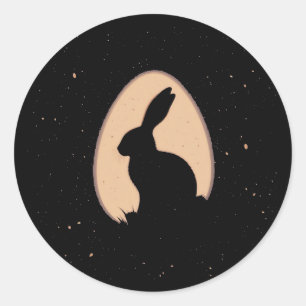 Minimalist Easter Bunny in Egg Shape Classic Round Sticker