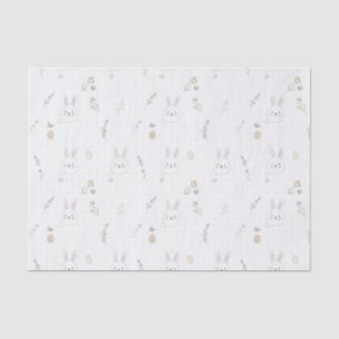 Minimalist Easter Bunny Pink Beige Grid Doodle Tissue Paper