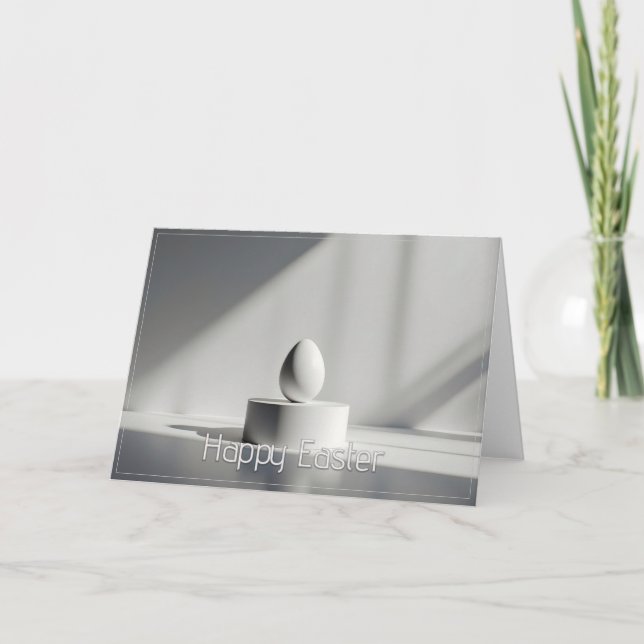 Minimalist Easter Egg on Modern Pedestal Card (Front)