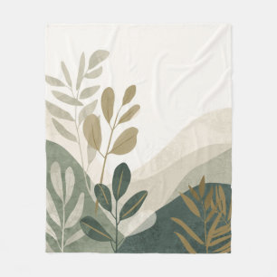 Minimalist Eco Art Fleece Blanket Nature Tones