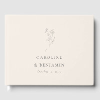 Minimalist Ecru Floral Line Art Wedding Custom