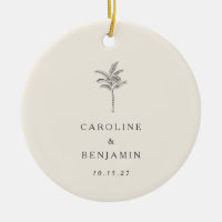 Minimalist Ecru Palm Tree Line Art Custom Wedding