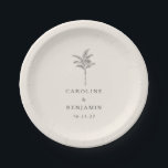 Minimalist Ecru Palm Tree Line Art Custom Wedding Paper Plate<br><div class="desc">Minimalist Ecru Palm Tree Line Art Elegant Custom Wedding Paper Plates</div>