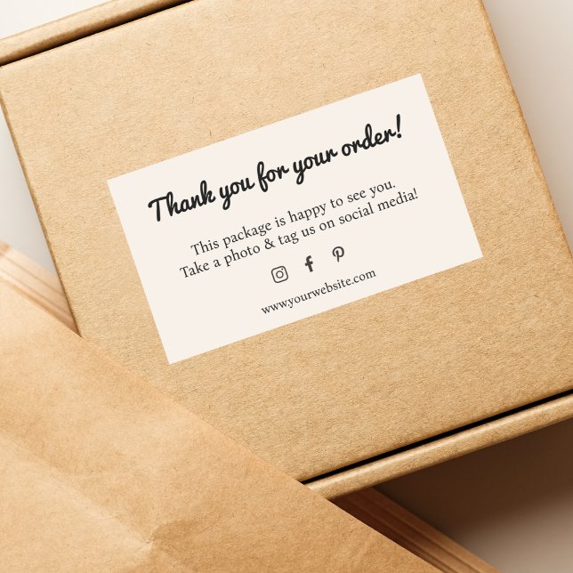 Minimalist Ecru White Black Thank You Shop  Sticker (Creator Uploaded)