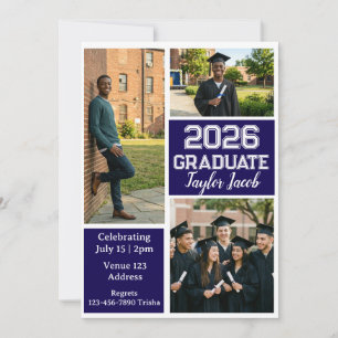 Minimalist Editable Colour Picture Graduation Invitation
