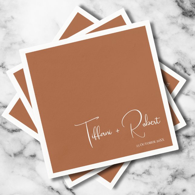 Minimalist Editable Colour Terracotta Wedding  Napkin (Creator Uploaded)