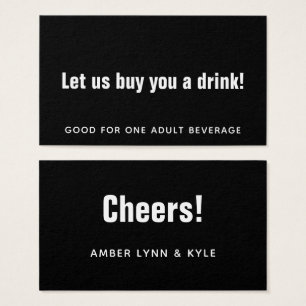 Minimalist, Editable White on Black Drink Tickets