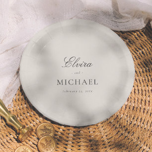 Minimalist Editorial Calligraphy Wedding Paper Plate
