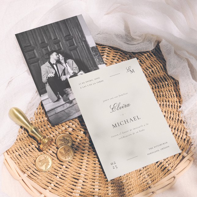 Minimalist Editorial Photo Spanish Wedding Invitation (Creator Uploaded)