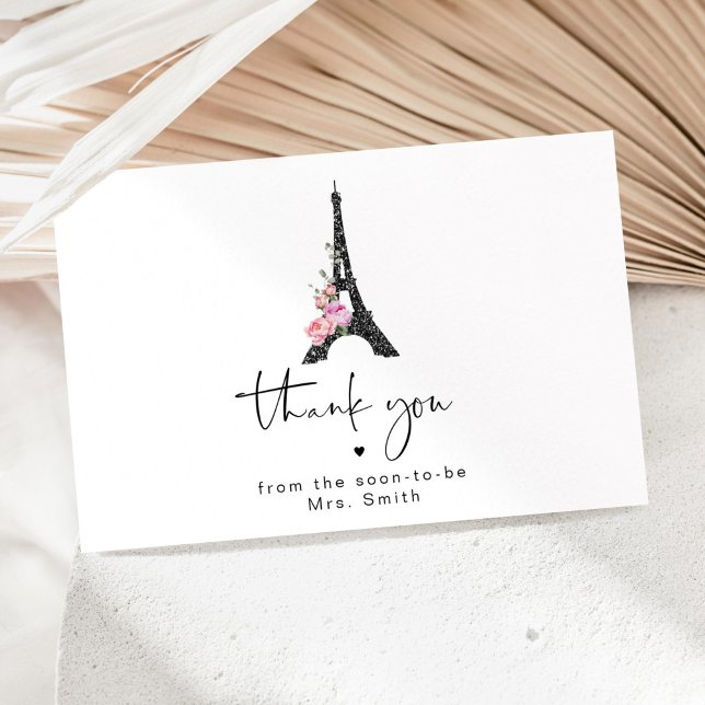Minimalist eiffel tower bridal shower thank you card (Creator Uploaded)