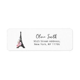 Minimalist Eiffel tower Paris theme return Address