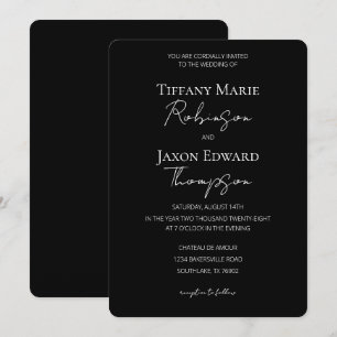 Minimalist Elegance Black and White Wedding Invitation