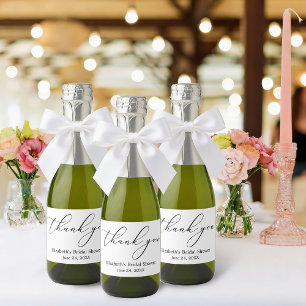 Minimalist Elegance Calligraphy Bridal Shower Mini Sparkling Wine Label