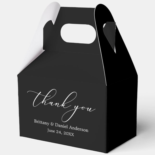 Minimalist Elegance Calligraphy Gable Wedding Favor Box (Front)