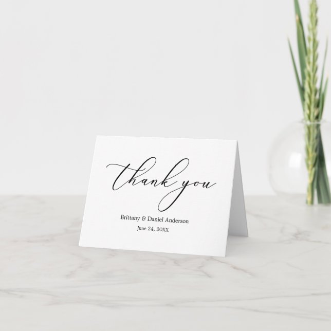 Minimalist Elegance Calligraphy Note Thank You Card (Front)
