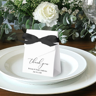 Minimalist Elegance Calligraphy Wedding Bow Favor Box