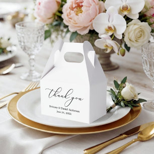 Minimalist Elegance Calligraphy Wedding Gable Favor Box
