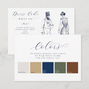 Minimalist Elegant 5 Colours Wedding Dress Code Enclosure Card