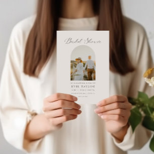 Minimalist Elegant Arch Photo Bridal Shower Invitation