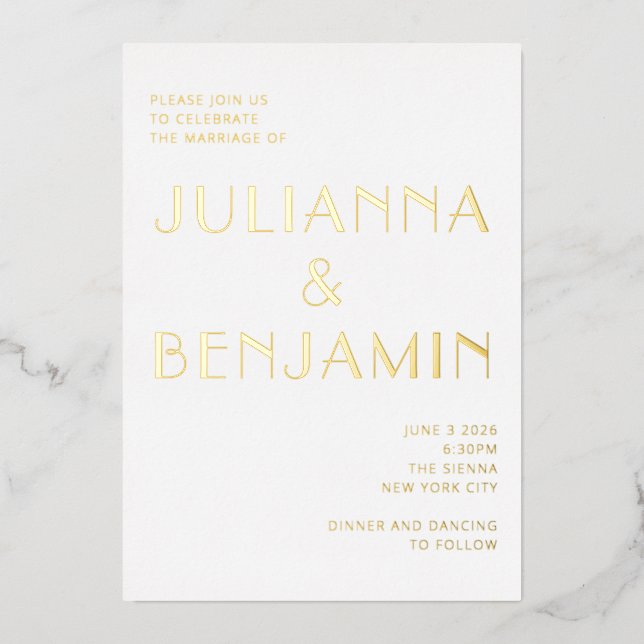 Minimalist Elegant Art Deco Chic Wedding Gold (Front)