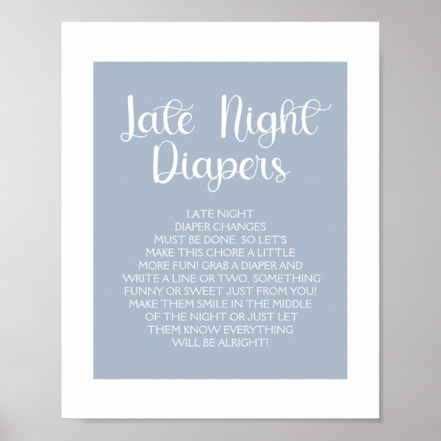 Minimalist Elegant Baby Shower Blue Diaper Raffle Poster (Front)