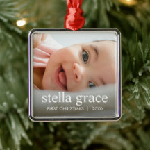 Minimalist Elegant Baby's First Christmas Photo