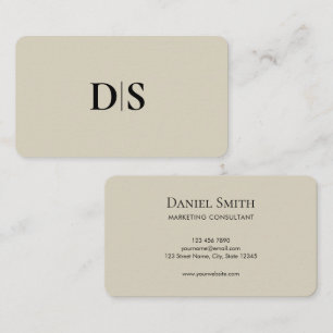 Minimalist Elegant Beige Monogram Initial Business Card