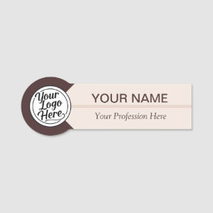 Minimalist Elegant Beige Script Business Name Tag