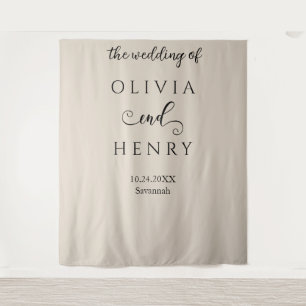 Minimalist Elegant  Beige Wedding Banner Tapestry