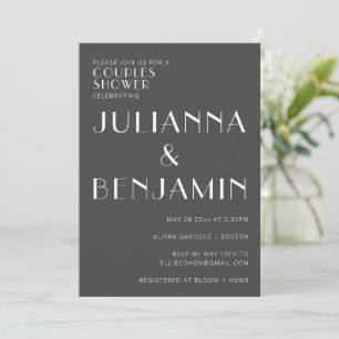Minimalist Elegant Black and White Couples Shower  Invitation