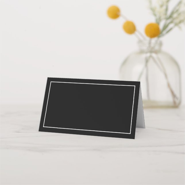 Minimalist Elegant Black and White Place Card (Front)