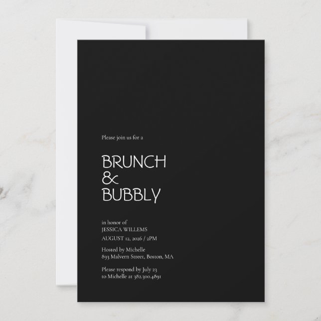 Minimalist Elegant Black Bridal Shower Invitation (Front)