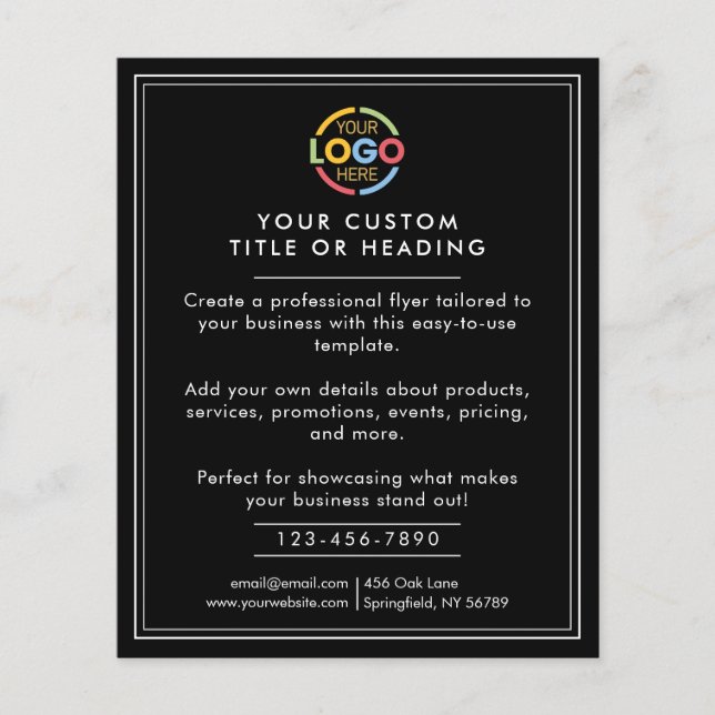 Minimalist Elegant Black Business Logo Promotional Flyer (Front)