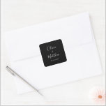 Minimalist Elegant Black Classic Wedding Square Sticker<br><div class="desc">Easily personalize by replacing each info. Make sure to check the preview before adding to cart. View the collection link on this page to see all of the matching items in this design.</div>