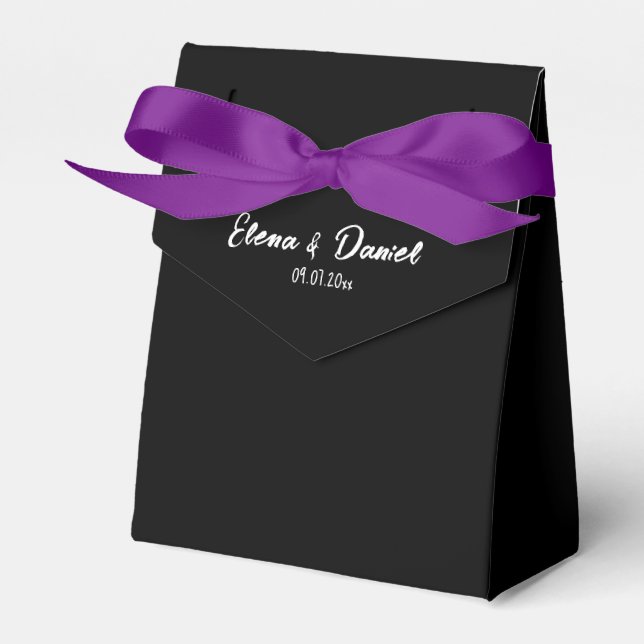 Minimalist elegant black dress wedding favor box (Front Side)