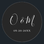 Minimalist Elegant Black Monogram Classic Wedding Classic Round Sticker<br><div class="desc">Easily personalize by replacing each info. Make sure to check the preview before adding to cart. View the collection link on this page to see all of the matching items in this design.</div>
