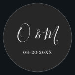 Minimalist Elegant Black Monogram Classic Wedding Round Sticker<br><div class="desc">Easily personalize by replacing each info. Make sure to check the preview before adding to cart. View the collection link on this page to see all of the matching items in this design.</div>
