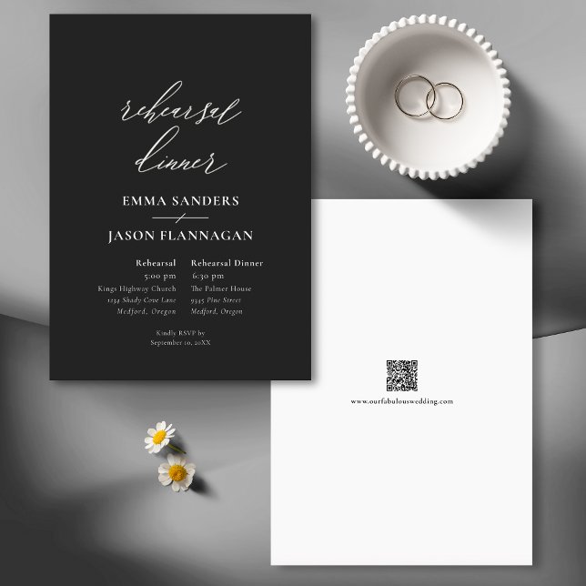 Minimalist Elegant Black Rehearsal Dinner Invitation (Creator Uploaded)