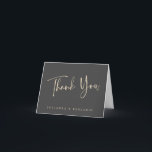 Minimalist Elegant Black Script Wedding Folded Thank You Card<br><div class="desc">Modern Elegant Black and Beige Wedding Personalized Folded Thank You Card</div>