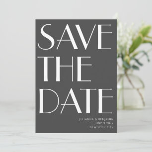 Minimalist Elegant Black White Art Deco Wedding Save The Date