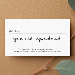 Minimalist Elegant Black White Beauty  Appointment Card
