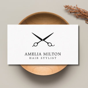 Minimalist Elegant Black & White Hair Stylist  Business Card