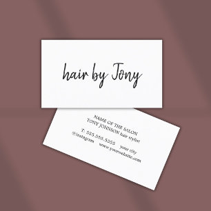 Minimalist Elegant Black White Hair Stylist Business Card