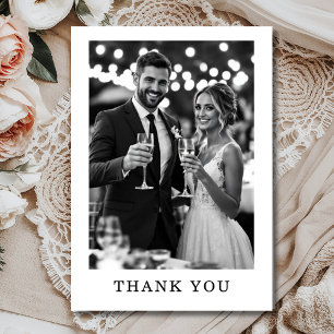 Minimalist Elegant Black & White Photo Wedding Thank You Card
