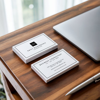 Minimalist elegant black white professional logo business card