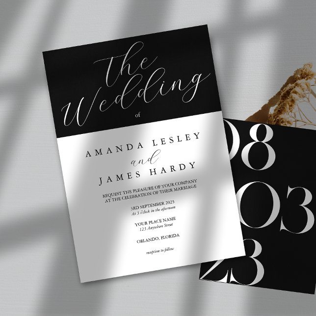 Minimalist Elegant Black & White Wedding  Invitation (Creator Uploaded)