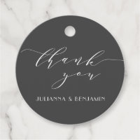 Minimalist Elegant Black White Wedding Thank You 