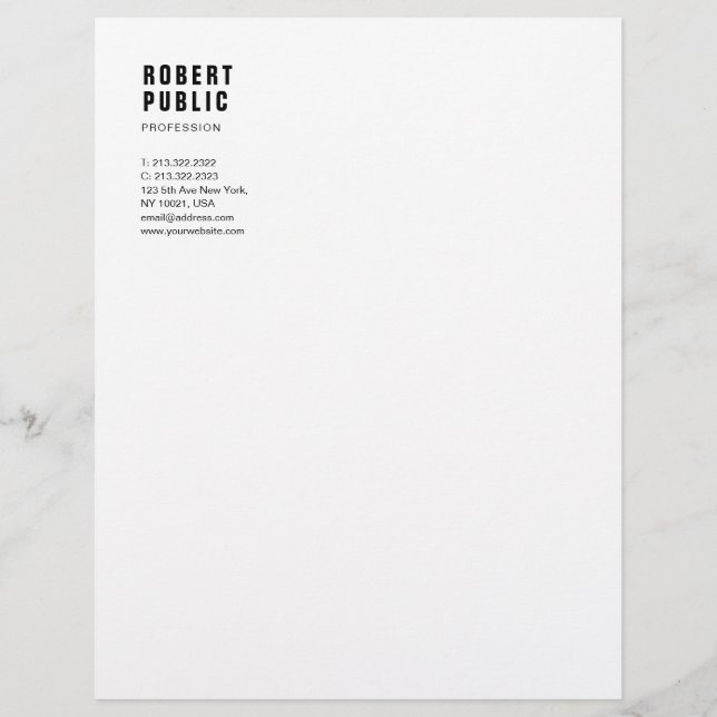 Minimalist Elegant Blak And White Template Modern Letterhead (Front)